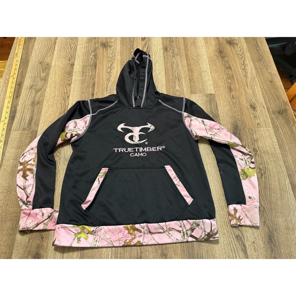 Truetimber Hoodie, Youth Girls Size L? Pink Black Camouflage Pullover Sweatshirt